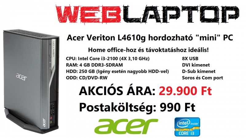 Acer Veriton L4610g hordozható "mini" PC! AKCIÓ!